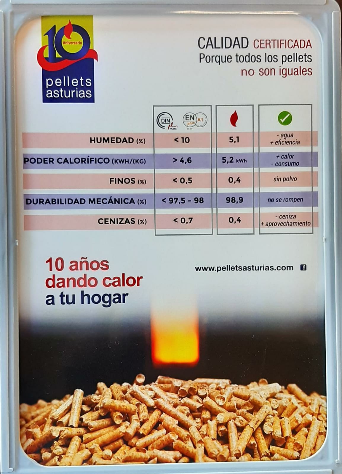 Pellet Asturias – 9 Palets de 648 SACOS certificado Enplus 15 kg